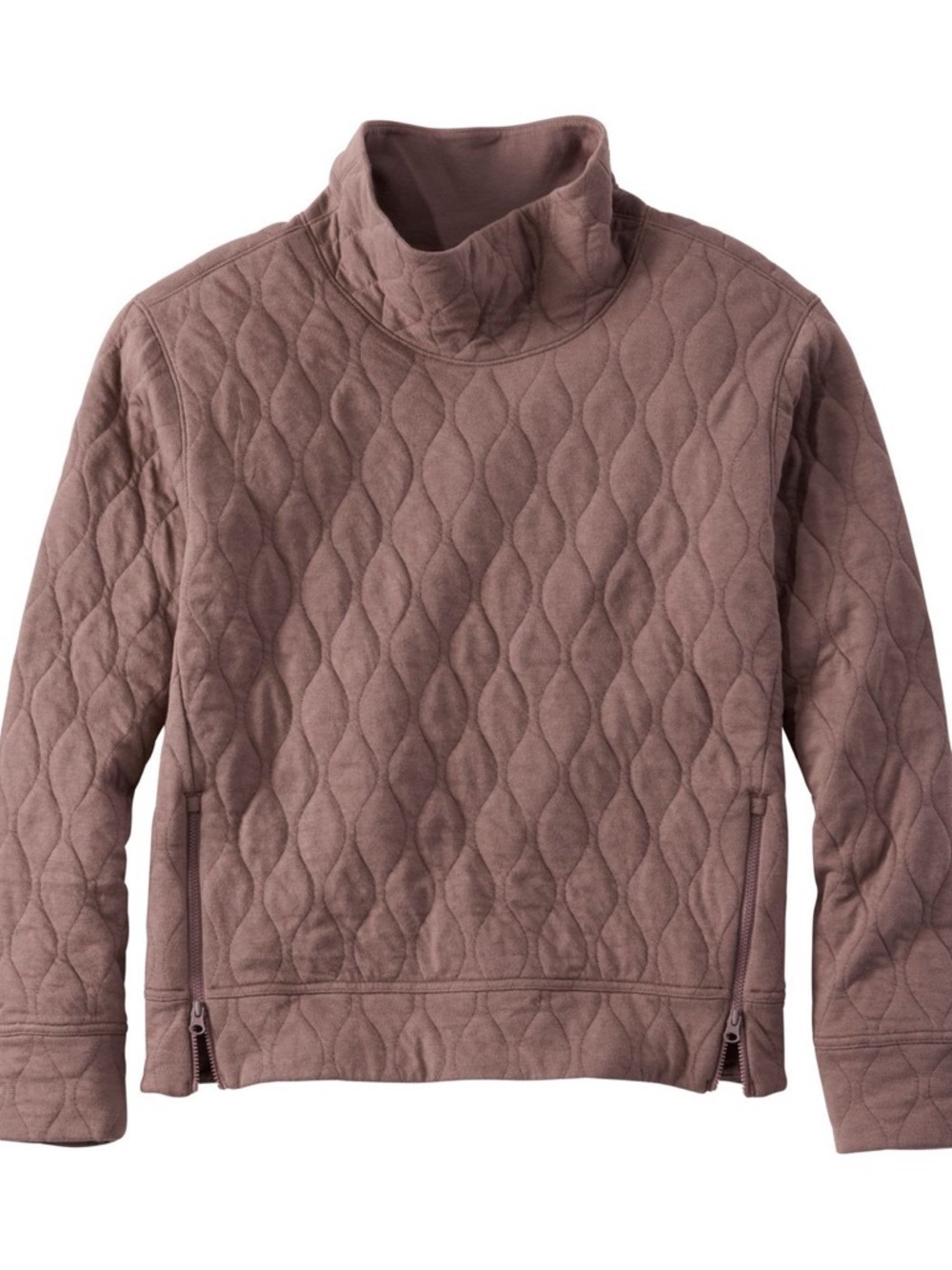 LL Bean Brown VentureSoft Quilted Funnelneck Pullover